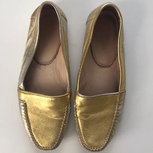 Prada Nappa Leather Gold/Silver Flats